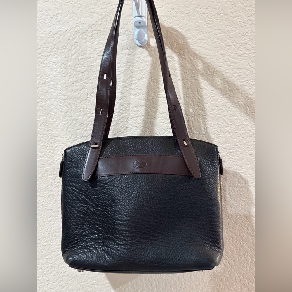 Vintage Chesneau Black & Brown Genuine Leather Shoulder Bag Made in Ireland